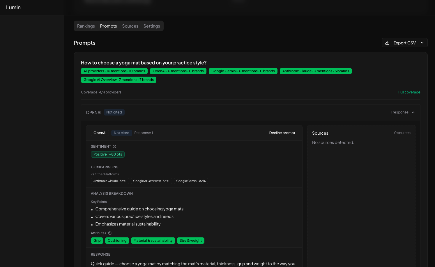 Prompt-level evidence